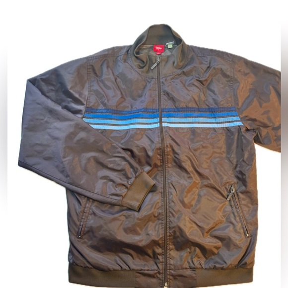 Mossimo Supply Co. Other - MOSSIMO Windbreaker Track Sports Jacket Y2K Men’s Size L Brown Striped Vintage